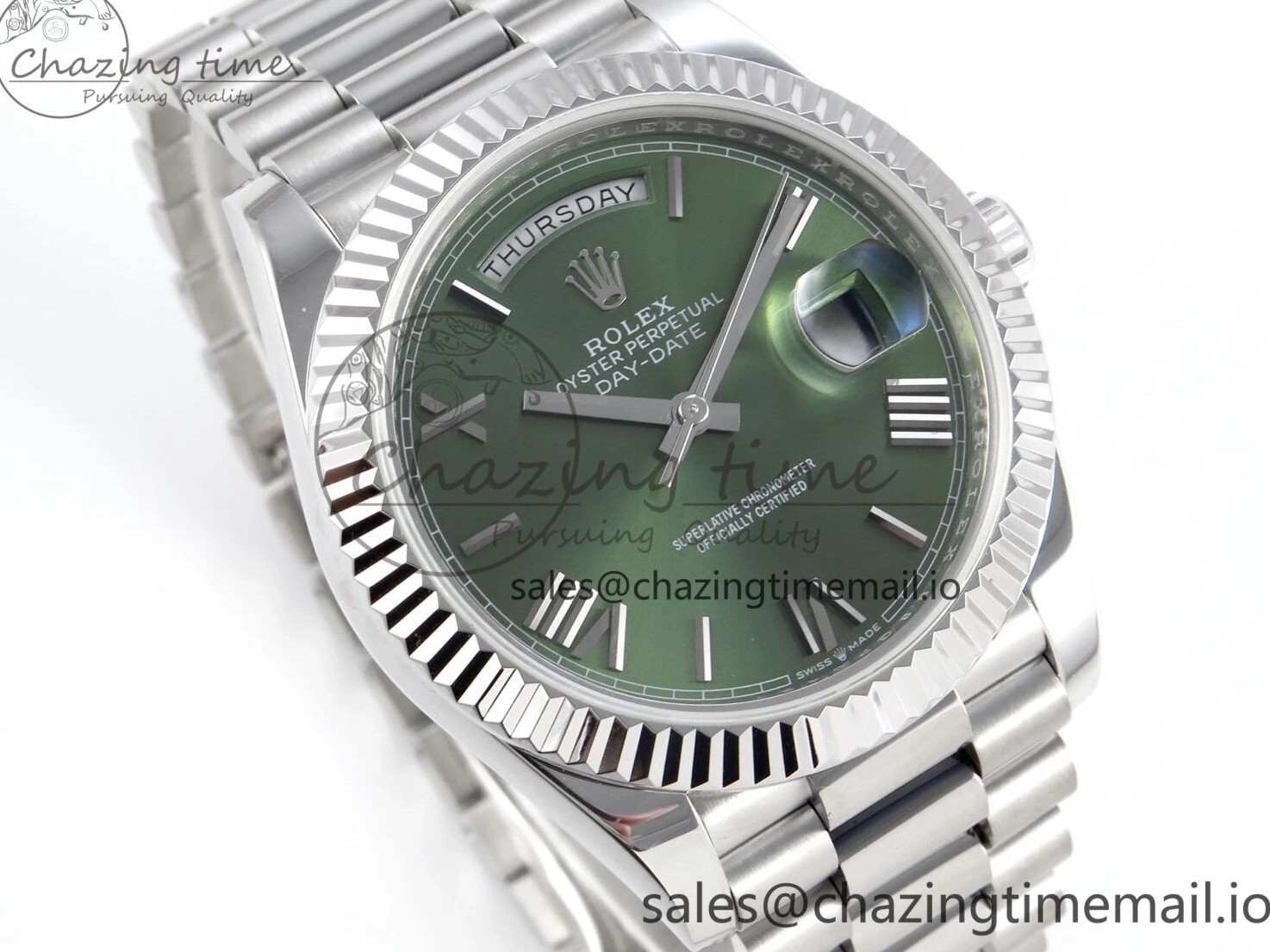 Weight) Roman 1:1 KF 40 Edition Best 228239 (Gain on SS Dial Green Bracelet VR3255 Day President Date 0308